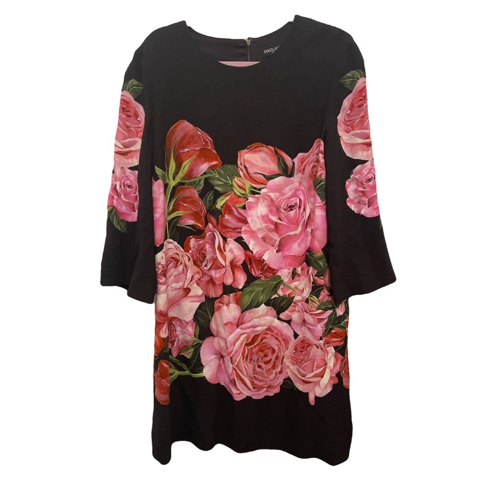 Dolce & Gabbana Black Dress with Pink Floral Design